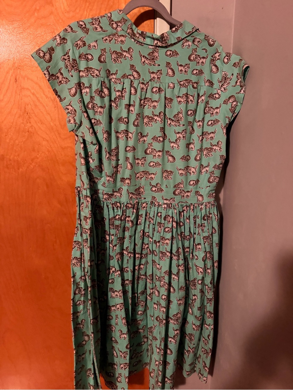 Bernie Dexter Shirtwaist Dress in Blue Kitten Print - Picture 3 of 3